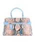 Snake Embossed Top Handle Bag, &pound;195, Handbags, Blue/Pink, Faux Leather, Back view